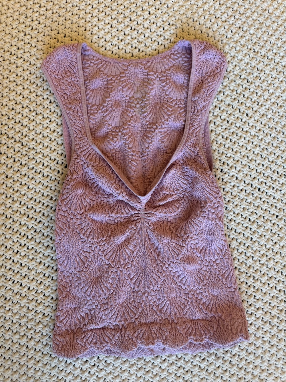 Free People Intimately Pink Textured V Neck Tank Top